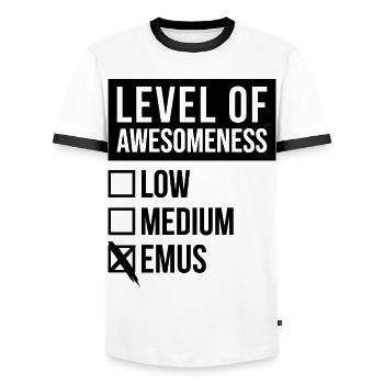 Emu - Men's Ringer Shirt - white/black - Front - AI Model Female 172 light (172cm) & AI Model Male 178 dark (178cm)