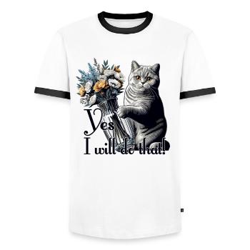 BKH Britisch Kurzhaar Katze Vase umkippen Geschenk - Männer Kontrast-T-Shirt - Weiß/Schwarz - Vorne - AI Model Female 172 light (172cm) & AI Model Male 178 dark (178cm)