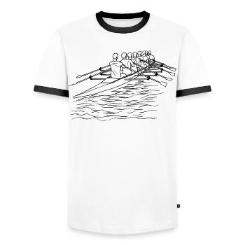 Rowing Team Line Art - Men's Ringer Shirt - white/black - Front - AI Model Female 172 light (172cm) & AI Model Male 178 dark (178cm)