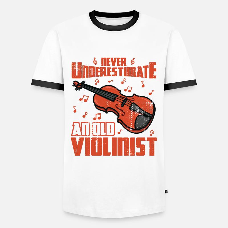 Never Underestimate An Old Violinist - Männer Kontrast-T-Shirt - Weiß/Schwarz