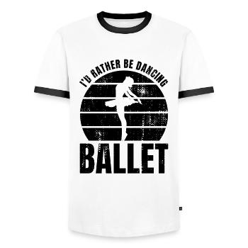 Blague sur la danseuse de ballet - T-shirt contrasté Homme - blanc/noir - Devant - AI Model Female 172 light (172cm) & AI Model Male 178 dark (178cm)