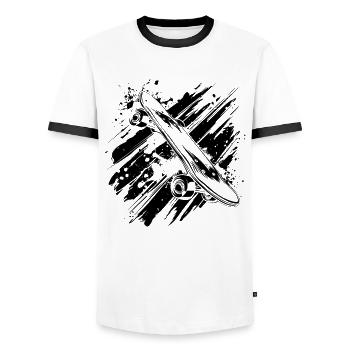 Skateboard - Men's Ringer Shirt - white/black - Front - AI Model Female 172 light (172cm) & AI Model Male 178 dark (178cm)