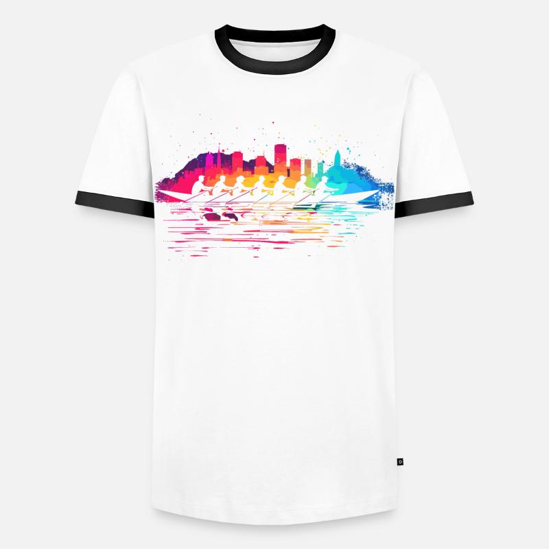 Rudermannschaft Splotch - Männer Kontrast-T-Shirt - Weiß/Schwarz