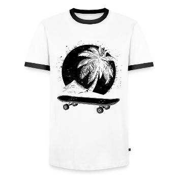 Skateboarding - T-shirt contrasté Homme - blanc/noir - Devant - AI Model Female 172 light (172cm) & AI Model Male 178 dark (178cm)