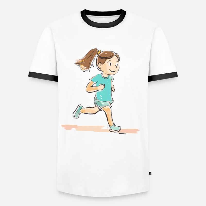 Läuferin Comic Look - Männer Kontrast-T-Shirt - Weiß/Schwarz
