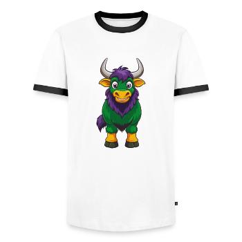 Yak Funny Kawaii Cartoon Character Clipart - Men's Ringer Shirt - white/black - Front - AI Model Female 172 light (172cm) & AI Model Male 178 dark (178cm)