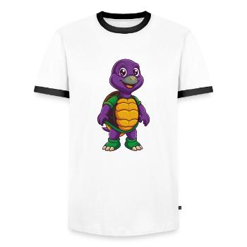 Schildkröte Lustige Kawaii Cartoon Figur Clipart - Männer Kontrast-T-Shirt - Weiß/Schwarz - Vorne - AI Model Female 172 light (172cm) & AI Model Male 178 dark (178cm)