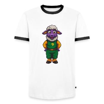 Sheep Funny Kawaii Cartoon Character Clipart - Men's Ringer Shirt - white/black - Front - AI Model Female 172 light (172cm) & AI Model Male 178 dark (178cm)