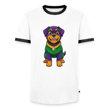 Rottweiler Dog Funny Kawaii Cartoon Character - Men's Ringer Shirt - white/black - Front - AI Model Female 172 light (172cm) & AI Model Male 178 dark (178cm)