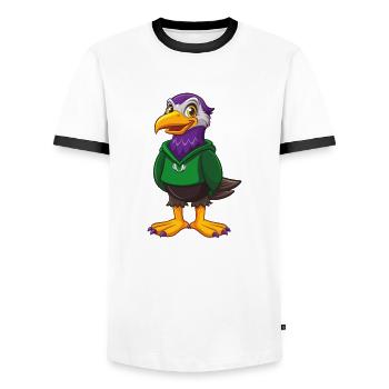 Seagull Funny Kawaii Cartoon Character Clipart - Men's Ringer Shirt - white/black - Front - AI Model Female 172 light (172cm) & AI Model Male 178 dark (178cm)
