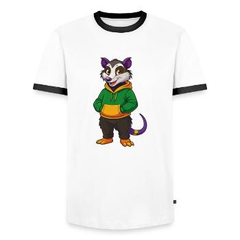 Possum Funny Kawaii Cartoon Character Clipart - Men's Ringer Shirt - white/black - Front - AI Model Female 172 light (172cm) & AI Model Male 178 dark (178cm)