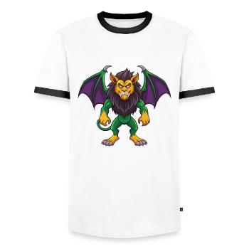 Manticore drôle Kawaii dessin animé Personnage Clipart - T-shirt contrasté Homme - blanc/noir - Devant - AI Model Female 172 light (172cm) & AI Model Male 178 dark (178cm)