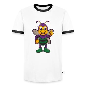 Bee Funny Kawaii Cartoon Character Clipart - Men's Ringer Shirt - white/black - Front - AI Model Female 172 light (172cm) & AI Model Male 178 dark (178cm)