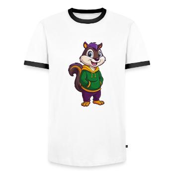 Chipmunk Lustige Kawaii Cartoon Figur Clipart - Männer Kontrast-T-Shirt - Weiß/Schwarz - Vorne - AI Model Female 172 light (172cm) & AI Model Male 178 dark (178cm)