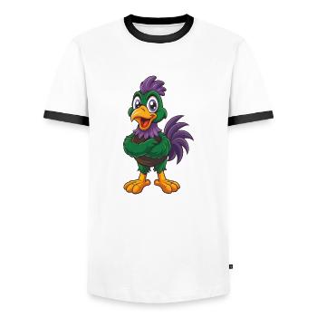Huhn Lustige Kawaii Cartoon Figur Clipart - Männer Kontrast-T-Shirt - Weiß/Schwarz - Vorne - AI Model Female 172 light (172cm) & AI Model Male 178 dark (178cm)
