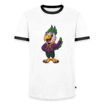 Kakadu Lustige Kawaii Cartoon Figur Clipart - Männer Kontrast-T-Shirt - Weiß/Schwarz - Vorne - AI Model Female 172 light (172cm) & AI Model Male 178 dark (178cm)