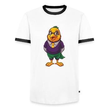 Canari oiseau drôle Kawaii dessin animé Personnage Clipart - T-shirt contrasté Homme - blanc/noir - Devant - AI Model Female 172 light (172cm) & AI Model Male 178 dark (178cm)