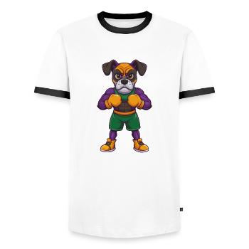 Boxer Hund Lustige Kawaii Cartoon Figur Clipart - Männer Kontrast-T-Shirt - Weiß/Schwarz - Vorne - AI Model Female 172 light (172cm) & AI Model Male 178 dark (178cm)