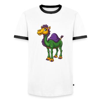 Camel Funny Kawaii Cartoon Character Clipart - Men's Ringer Shirt - white/black - Front - AI Model Female 172 light (172cm) & AI Model Male 178 dark (178cm)