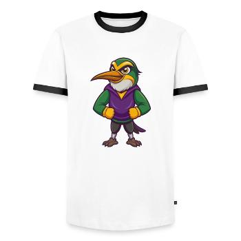 Bee Eater Funny Kawaii Cartoon Character Clipart - Men's Ringer Shirt - white/black - Front - AI Model Female 172 light (172cm) & AI Model Male 178 dark (178cm)