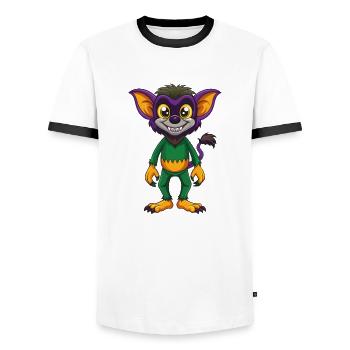 Aye Aye Lustige Kawaii Cartoon Figur Clipart - Männer Kontrast-T-Shirt - Weiß/Schwarz - Vorne - AI Model Female 172 light (172cm) & AI Model Male 178 dark (178cm)
