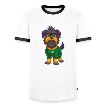 Affenpinscher Dog Funny Kawaii Cartoon Clipart - Men's Ringer Shirt - white/black - Front - AI Model Female 172 light (172cm) & AI Model Male 178 dark (178cm)