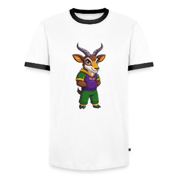 Antelope Funny Kawaii Cartoon Character Clipart - Men's Ringer Shirt - white/black - Front - AI Model Female 172 light (172cm) & AI Model Male 178 dark (178cm)