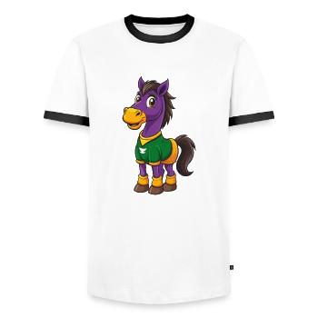 Pferd Lustige Kawaii Cartoon Figur Clipart - Männer Kontrast-T-Shirt - Weiß/Schwarz - Vorne - AI Model Female 172 light (172cm) & AI Model Male 178 dark (178cm)