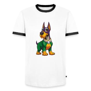 Dogue Allemand Chien Drôle Kawaii Personnage De Dessin Animé - T-shirt contrasté Homme - blanc/noir - Devant - AI Model Female 172 light (172cm) & AI Model Male 178 dark (178cm)