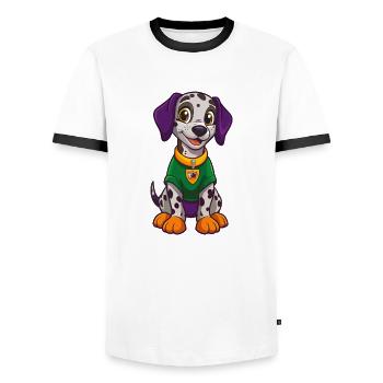 Chien Dalmatien Drôle Personnage De Dessin Animé Kawaii - T-shirt contrasté Homme - blanc/noir - Devant - AI Model Female 172 light (172cm) & AI Model Male 178 dark (178cm)