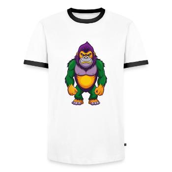 Gorilla Lustige Kawaii Cartoon Figur Clipart - Männer Kontrast-T-Shirt - Weiß/Schwarz - Vorne - AI Model Female 172 light (172cm) & AI Model Male 178 dark (178cm)