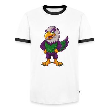 Eagle Funny Kawaii Cartoon Character Clipart - Men's Ringer Shirt - white/black - Front - AI Model Female 172 light (172cm) & AI Model Male 178 dark (178cm)