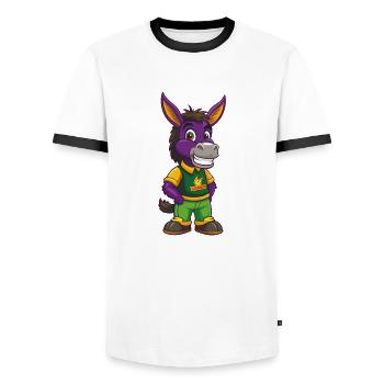 Donkey Funny Kawaii Cartoon Character Clipart - Men's Ringer Shirt - white/black - Front - AI Model Female 172 light (172cm) & AI Model Male 178 dark (178cm)