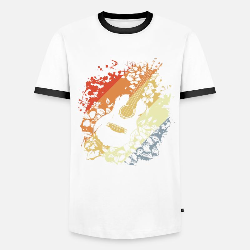 Ukulele Comic Look - Men's Ringer Shirt - white/black