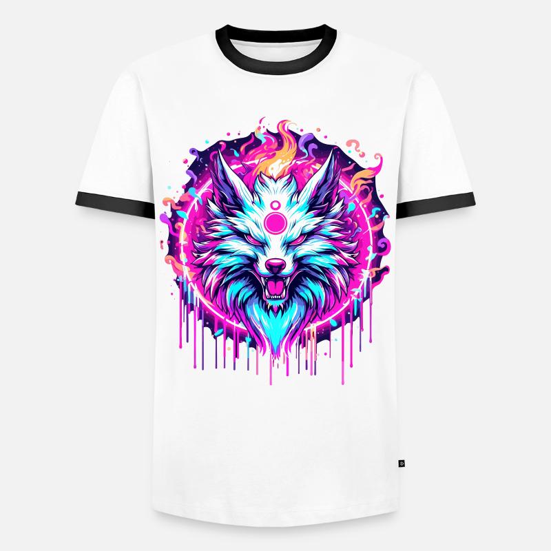 Psychedelic Fox - Men's Ringer Shirt - white/black