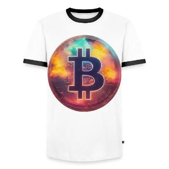 Bitcoin spectaculaire - T-shirt contrasté Homme - blanc/noir - Devant - AI Model Female 172 light (172cm) & AI Model Male 178 dark (178cm)