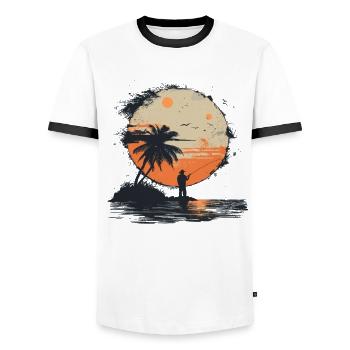 Fishing Graph - Men's Ringer Shirt - white/black - Front - AI Model Female 172 light (172cm) & AI Model Male 178 dark (178cm)