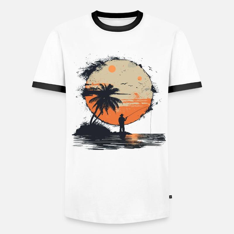 Fischen Grafik - Männer Kontrast-T-Shirt - Weiß/Schwarz