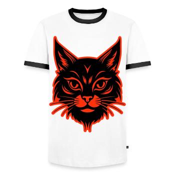 Cat Head - Men's Ringer Shirt - white/black - Front - AI Model Female 172 light (172cm) & AI Model Male 178 dark (178cm)