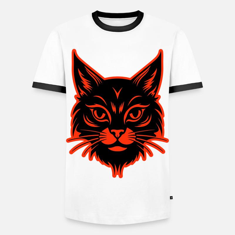 Cat Head - Men's Ringer Shirt - white/black