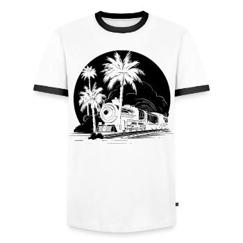 Eisenbahn - Männer Kontrast-T-Shirt - Weiß/Schwarz - Vorne - AI Model Female 172 light (172cm) & AI Model Male 178 dark (178cm)