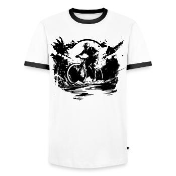 Mountain biking - Men's Ringer Shirt - white/black - Front - AI Model Female 172 light (172cm) & AI Model Male 178 dark (178cm)
