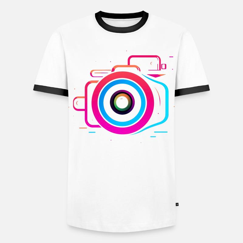 Camera Synthwave Style - Men's Ringer Shirt - white/black