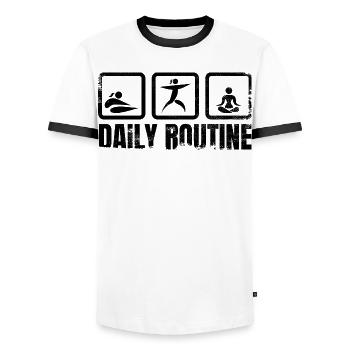 Yogi Daily Routine - Männer Kontrast-T-Shirt - Weiß/Schwarz - Vorne - AI Model Female 172 light (172cm) & AI Model Male 178 dark (178cm)