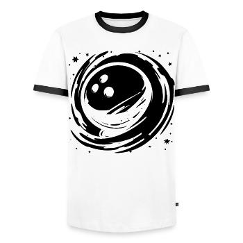 Bowling Graphics - Men's Ringer Shirt - white/black - Front - AI Model Female 172 light (172cm) & AI Model Male 178 dark (178cm)