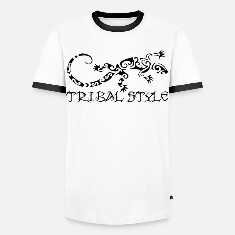 Polynesian black lizard - Men's Ringer Shirt - white/black