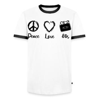 Ich liebe die 80er - Männer Kontrast-T-Shirt - Weiß/Schwarz - Vorne - AI Model Female 172 light (172cm) & AI Model Male 178 dark (178cm)