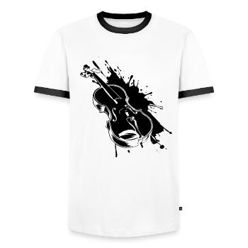 Violon Street Art - T-shirt contrasté Homme - blanc/noir - Devant - AI Model Female 172 light (172cm) & AI Model Male 178 dark (178cm)