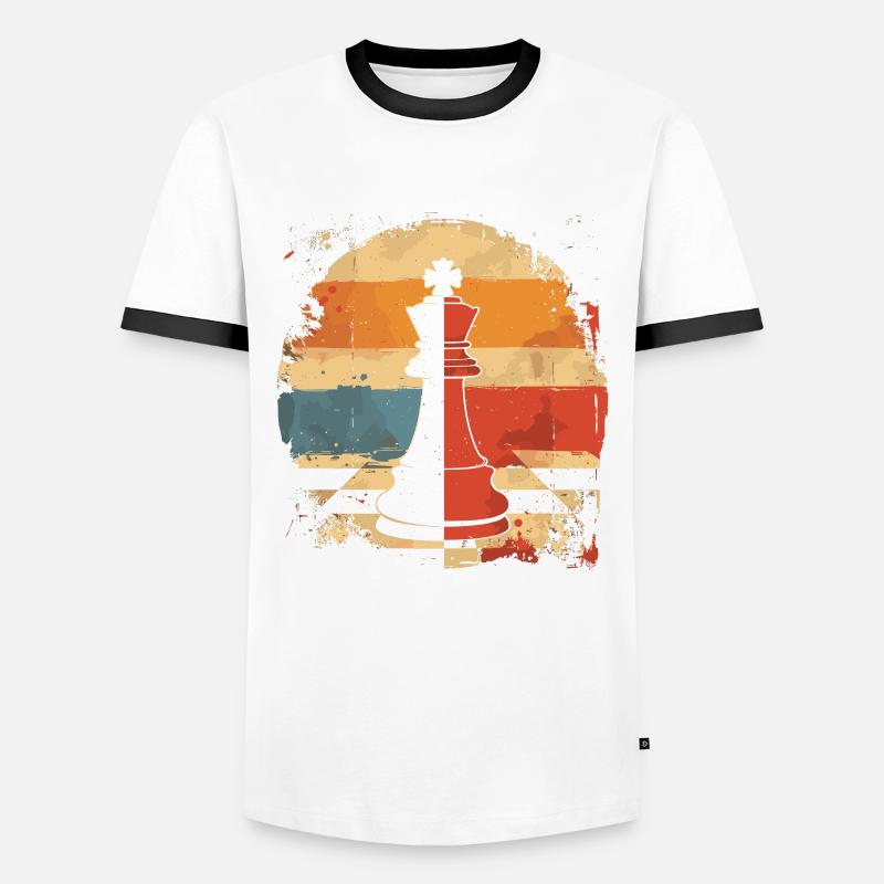 Chess piece Retrowave - Men's Ringer Shirt - white/black