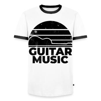 Guitar - Men's Ringer Shirt - white/black - Front - AI Model Female 172 light (172cm) & AI Model Male 178 dark (178cm)